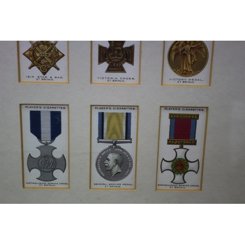 3 - Framed and Glazed Selection of John Player & Son Cigarette Cards - War Decorations and Medals