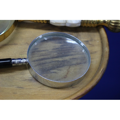 7 - 2 x Magnifying Glasses, One With Mother of Pearl Inlay to Handle