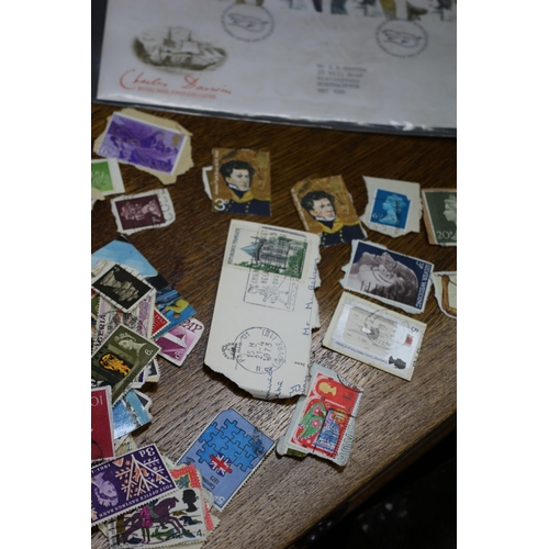 10 - Quantity of World Stamps plus a Charles Darwin First Day Cover