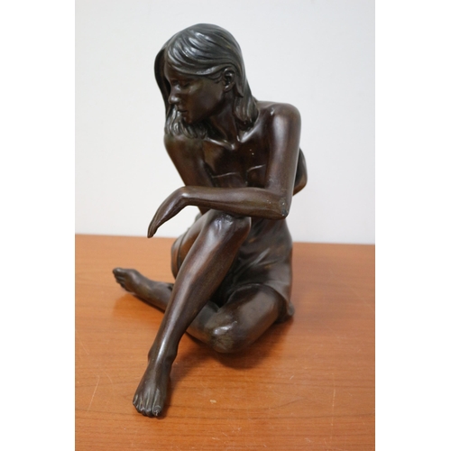 23 - Large Bronze Effect Study of a Seated Young Woman