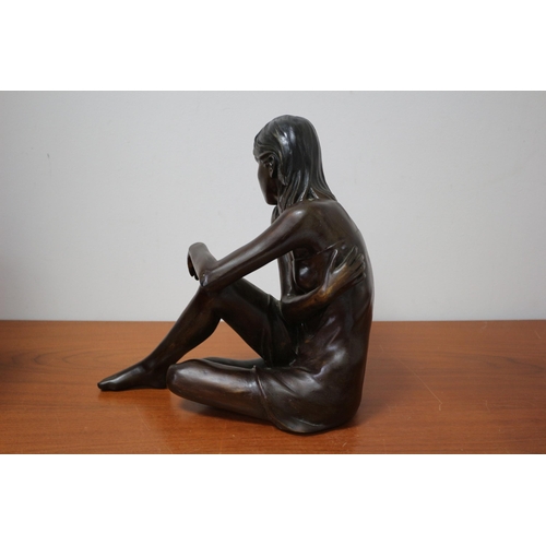 23 - Large Bronze Effect Study of a Seated Young Woman