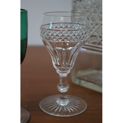 36 - Good Selection of Aged Glassware including a Decanter, Victorian Hand Blown Examples