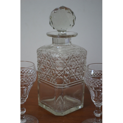 36 - Good Selection of Aged Glassware including a Decanter, Victorian Hand Blown Examples