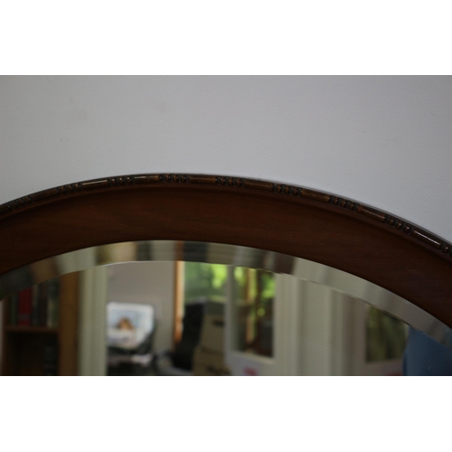 55 - Vintage Cashmore & Co Oval Mirror With Bevelled Glass in Mahogany Frame and Beading