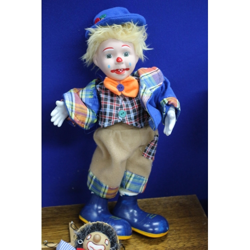 65 - Selection of Clowns and a Clown Puppet - China and Wood