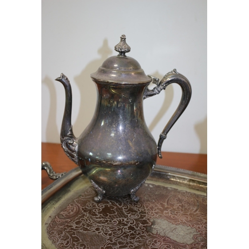 76 - Sears Roebuck Plated Coffee / Tea Set with Matching Ornate Tray