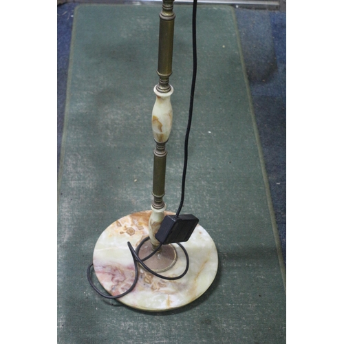 93 - Vintage Onyx and Metal Floor Lamp with Shade