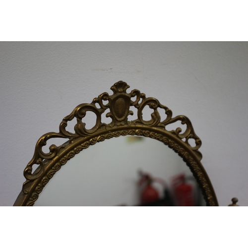 96 - Heavy Brass Swivel Oval Shaped Table Mirror