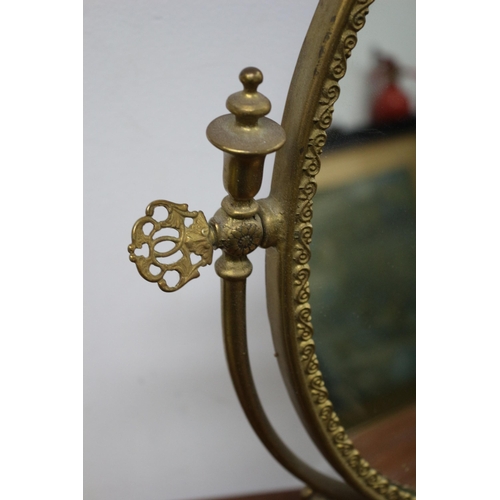 96 - Heavy Brass Swivel Oval Shaped Table Mirror