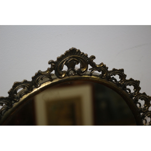 97 - Brass Ornate Oval Table Mirror