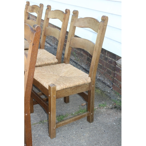 102 - Set of 6 Solid Oak Chairs with Rattan Drop In Seats