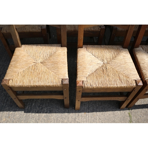 102 - Set of 6 Solid Oak Chairs with Rattan Drop In Seats