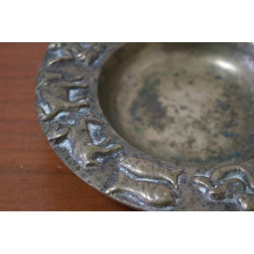 116 - Heavy Vintage Brass Dish with Zodiac Symbols Around the Edge