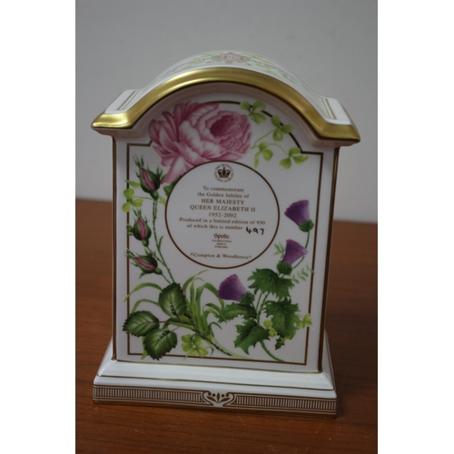 132 - Spode Fine Bone China Limited Edition Queen Elizabeth II Golden Jubilee Clock 497/950