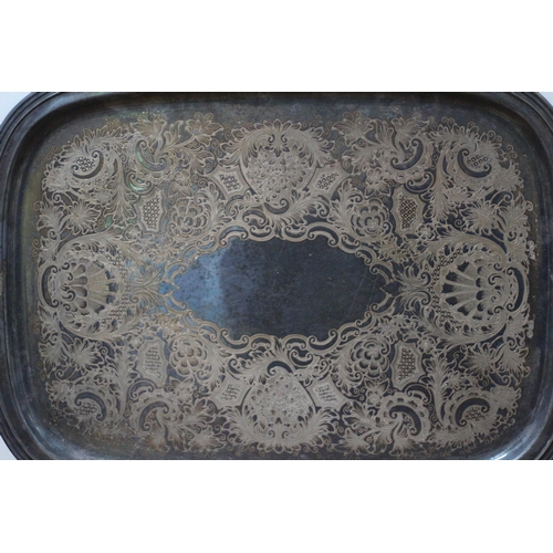 133 - Georgian Castle International Silver Company 1498 Tray - 69 x 42cm - Very Heavy - Plated Tray