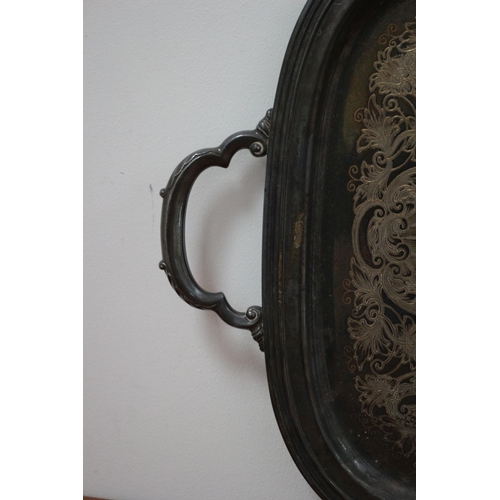 133 - Georgian Castle International Silver Company 1498 Tray - 69 x 42cm - Very Heavy - Plated Tray