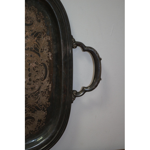 133 - Georgian Castle International Silver Company 1498 Tray - 69 x 42cm - Very Heavy - Plated Tray