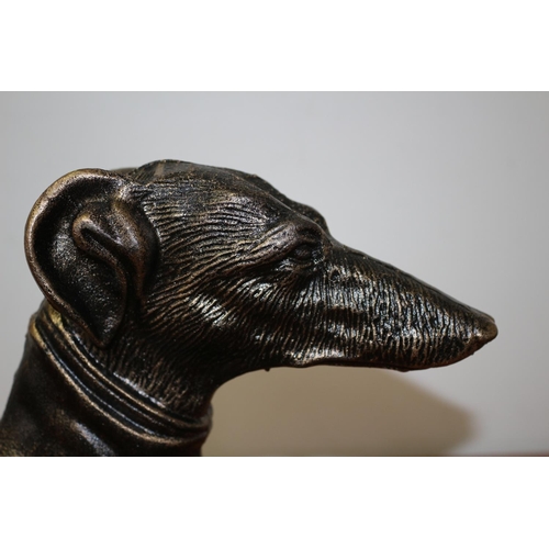 141 - Heavy, Metal Dog Head Statue Portraying a Greyhound