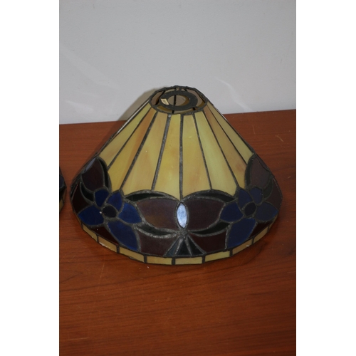 142 - Very Nice, Heavy, Pair of Tiffany Styled Light Shades with Multi-Coloured Glass Sections and Lead Co... 