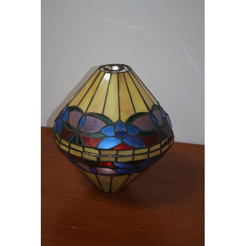 142 - Very Nice, Heavy, Pair of Tiffany Styled Light Shades with Multi-Coloured Glass Sections and Lead Co... 