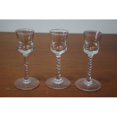 150 - 3 x Georgian Twisted Stem Thistle Top Drinking Glasses