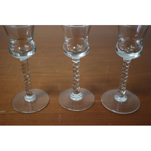 150 - 3 x Georgian Twisted Stem Thistle Top Drinking Glasses