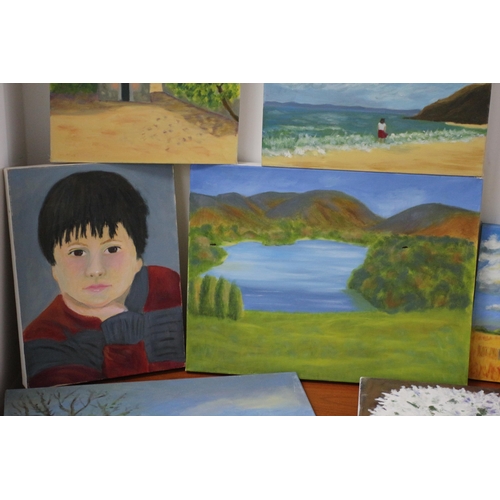 157 - Collection of 11 Oil on Canvas Paintings - Sarah Huggett