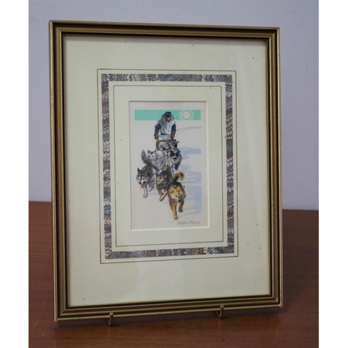 260 - Framed and Glazed Original Watercolour & Pencil Painting - Titled: Dog Team by Known Artist Clifford... 