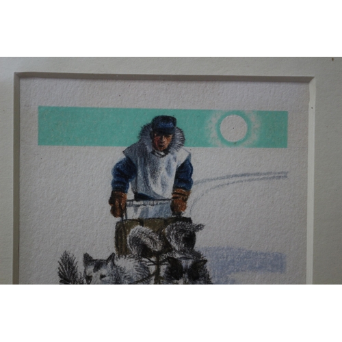 260 - Framed and Glazed Original Watercolour & Pencil Painting - Titled: Dog Team by Known Artist Clifford... 