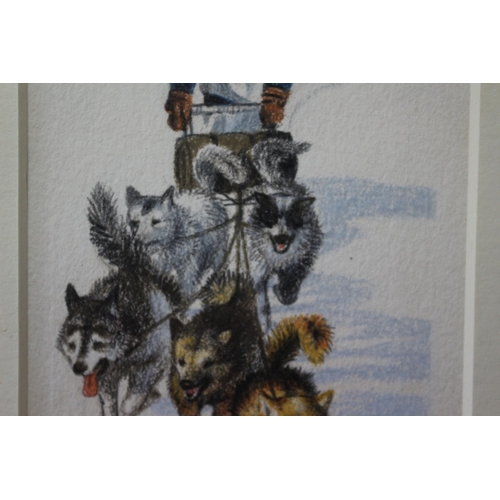 260 - Framed and Glazed Original Watercolour & Pencil Painting - Titled: Dog Team by Known Artist Clifford... 