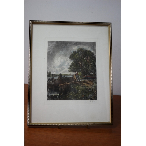 262 - Framed and Glazed Antique 1886 - Hand Coloured Etching by John Constable - Titled: The Lock at Dedha... 