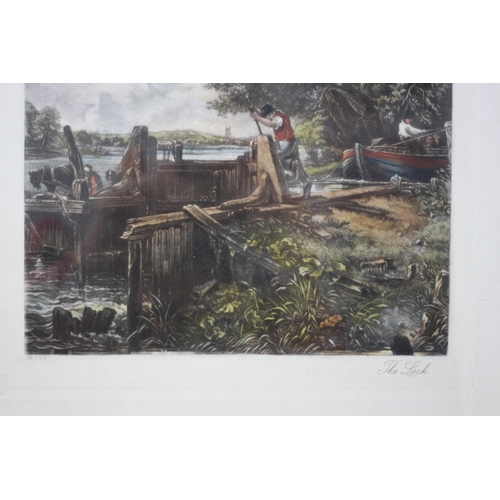 262 - Framed and Glazed Antique 1886 - Hand Coloured Etching by John Constable - Titled: The Lock at Dedha... 