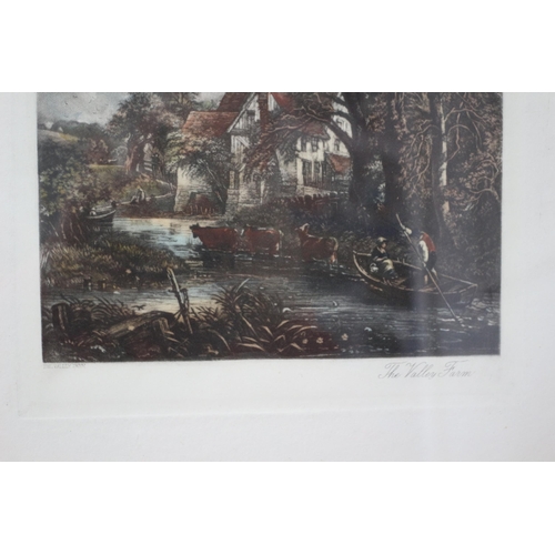 263 - Framed and Glazed Antique 1886 - Hand Coloured Etching by John Constable - Titled: The Valley Farm, ... 