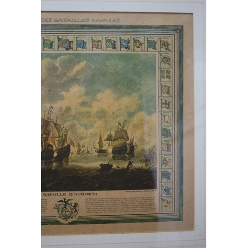 264 - Framed and Glazed Antique Nautical Scene Print Depicting The Battle of Augusta 1676 Between The Span... 