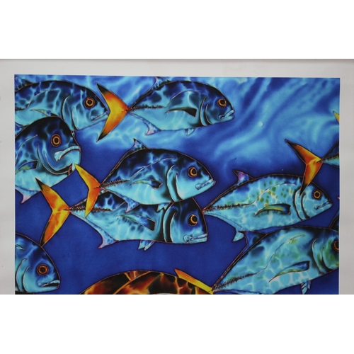 267 - Framed Original Print on Fine Art Paper by Daniel Jean-Baptist - Titled: Sea Turtle and Jacks (Retai... 