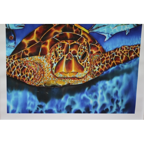 267 - Framed Original Print on Fine Art Paper by Daniel Jean-Baptist - Titled: Sea Turtle and Jacks (Retai... 