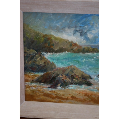 292 - Framed Oil on Board Sea Scape Painting by West Country Artist And Teacher Derek Cooke