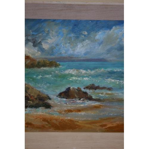 292 - Framed Oil on Board Sea Scape Painting by West Country Artist And Teacher Derek Cooke