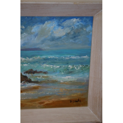 292 - Framed Oil on Board Sea Scape Painting by West Country Artist And Teacher Derek Cooke