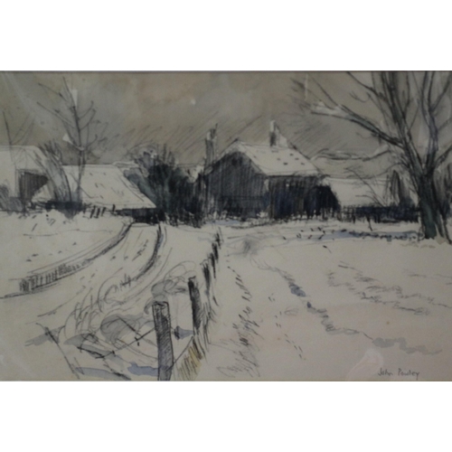 298 - Mounted and Sealed Mixed Media Painting of a Snowy Scene