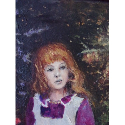 401 - Oil on Board of a Yong Flower Girl framed by a recognised artist Irene Shaw B.S.W A.B.S.P Yorkshire ... 