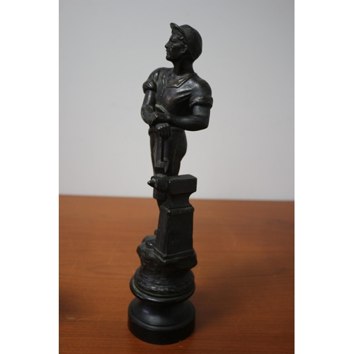 103 - Spelter/Metal Blacksmith with Anvil Statue 39cm