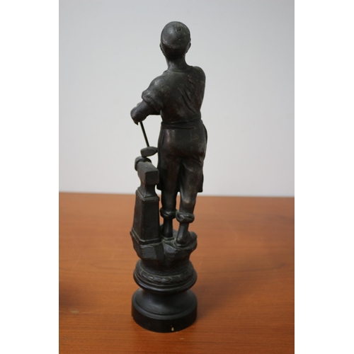 103 - Spelter/Metal Blacksmith with Anvil Statue 39cm