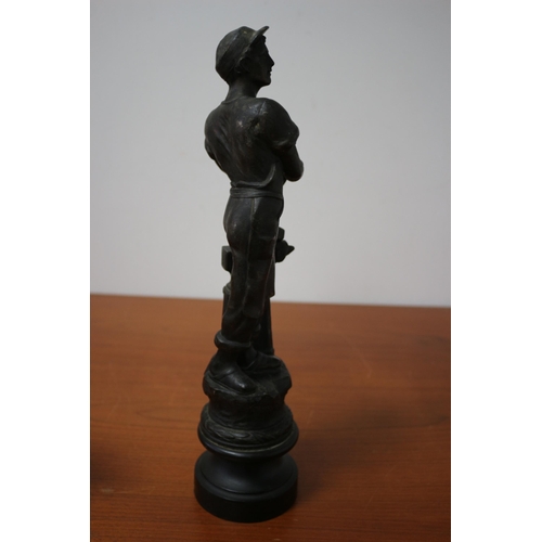 103 - Spelter/Metal Blacksmith with Anvil Statue 39cm