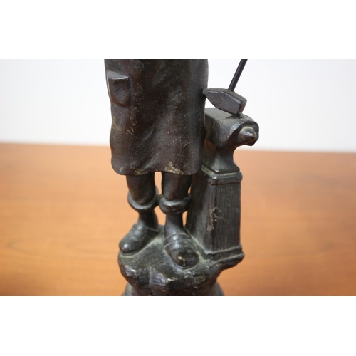 103 - Spelter/Metal Blacksmith with Anvil Statue 39cm