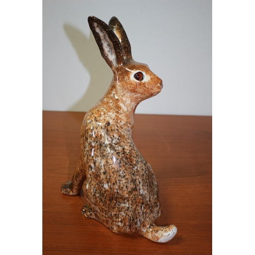 111 - Winstanley brown speckled hare with glass eyes looking back size 6 - Signed to Base