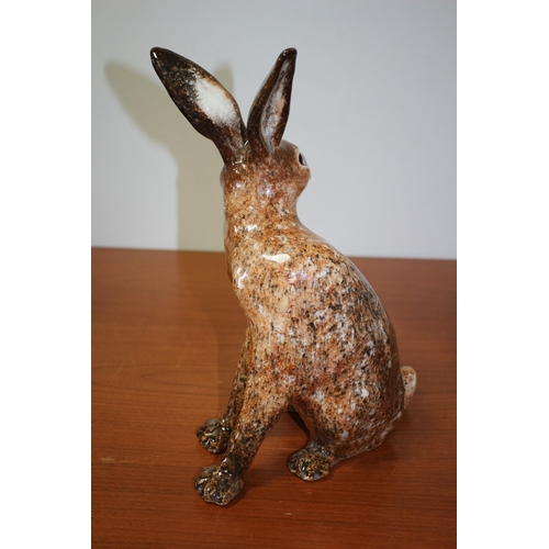 111 - Winstanley brown speckled hare with glass eyes looking back size 6 - Signed to Base