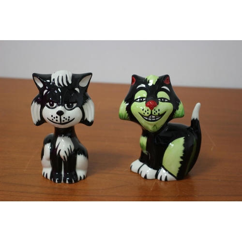 114 - Lorna Bailey Cats - Leo in black and white & Grinning Cheshire - Signed