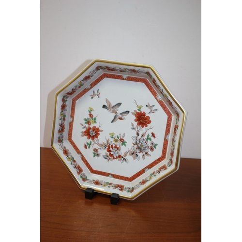 122 - Nicely Hand Decorated Vista Alegre of Portugal - Magnolia - Patterned Charger with Stand - 31cm - He... 