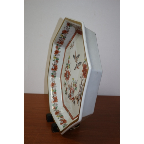 122 - Nicely Hand Decorated Vista Alegre of Portugal - Magnolia - Patterned Charger with Stand - 31cm - He... 